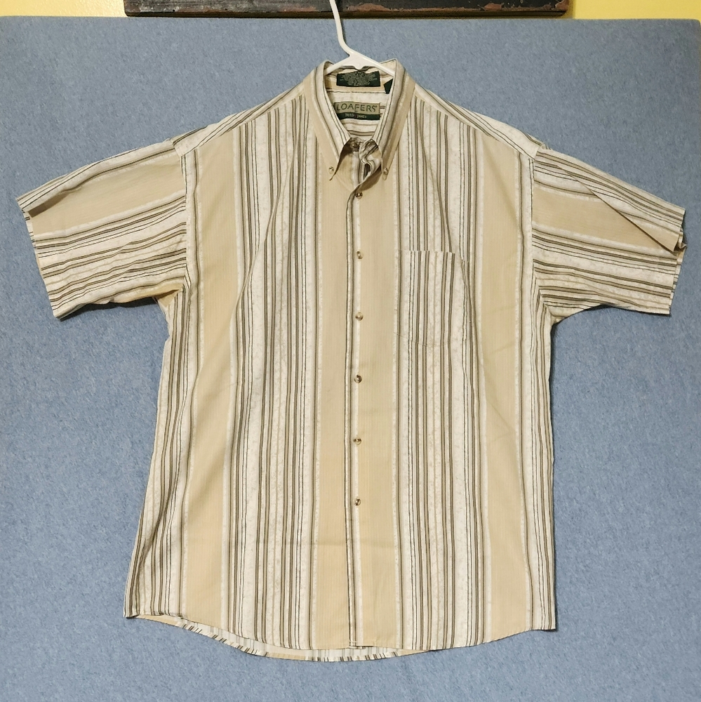 Loafers striped short sleeved button down shirt. Size large